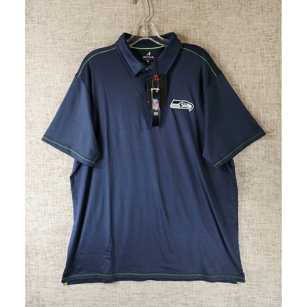 Seattle Seahawks NFL Signal Polo Shirt by Antigua Mens XL Navy Performance NEW